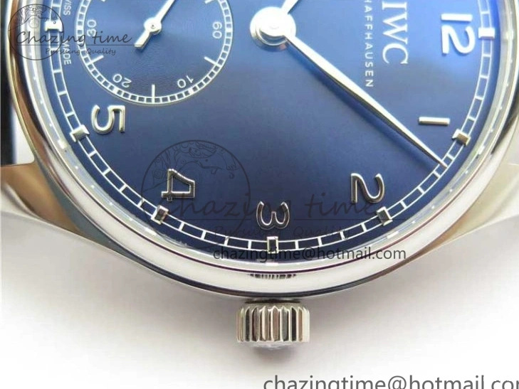 MIROTIME 0519 TimelessDesign Portuguese IW358304 ZF 1:1 Best Edition SS Blue Dial on Leather Strap A 7078